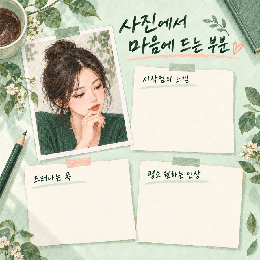 시작점과 폭, 원하는 인상을 적는 상담 메모