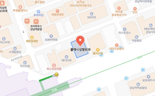 강남역 12번 출구 인근 클래시성형외과 위치 약도